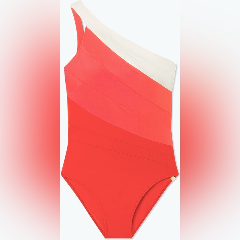 One-Shoulder Red Colorblock Women’s Swimsuit
